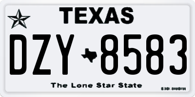 TX license plate DZY8583