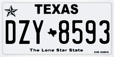 TX license plate DZY8593