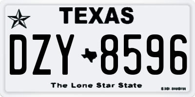 TX license plate DZY8596