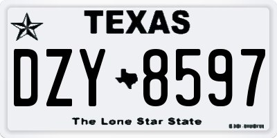 TX license plate DZY8597