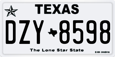 TX license plate DZY8598