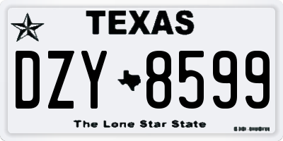 TX license plate DZY8599