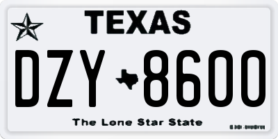 TX license plate DZY8600