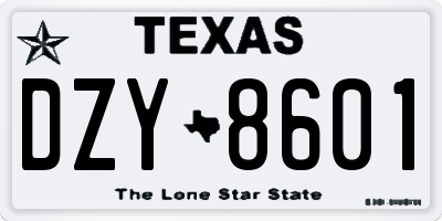 TX license plate DZY8601