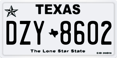 TX license plate DZY8602