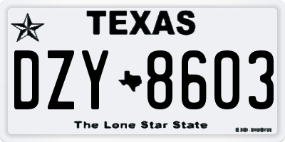 TX license plate DZY8603