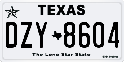 TX license plate DZY8604