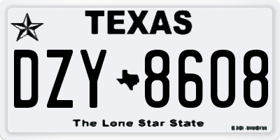 TX license plate DZY8608