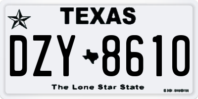 TX license plate DZY8610