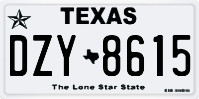 TX license plate DZY8615