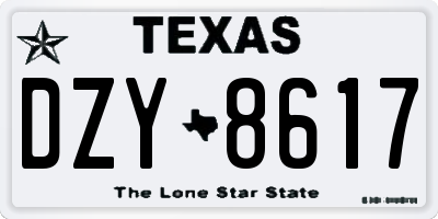 TX license plate DZY8617