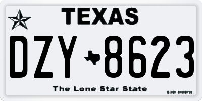 TX license plate DZY8623