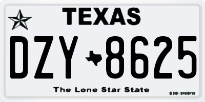 TX license plate DZY8625