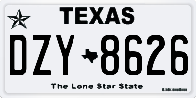 TX license plate DZY8626