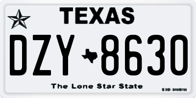 TX license plate DZY8630