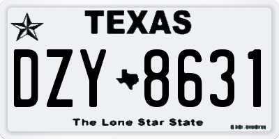 TX license plate DZY8631