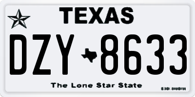 TX license plate DZY8633