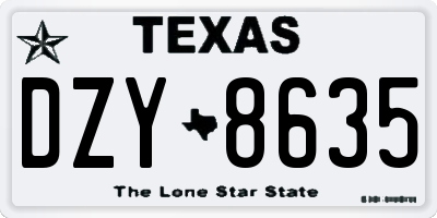 TX license plate DZY8635