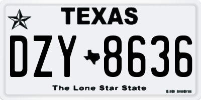 TX license plate DZY8636