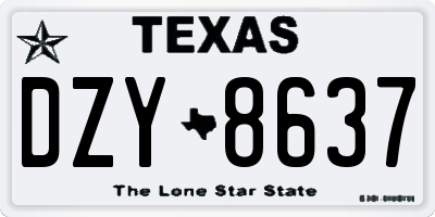 TX license plate DZY8637