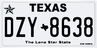 TX license plate DZY8638