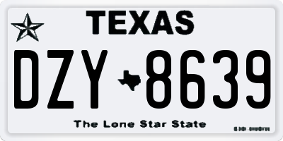 TX license plate DZY8639