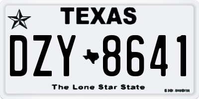 TX license plate DZY8641