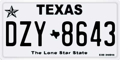 TX license plate DZY8643