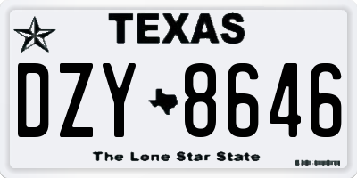 TX license plate DZY8646