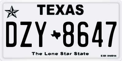 TX license plate DZY8647