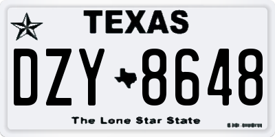 TX license plate DZY8648