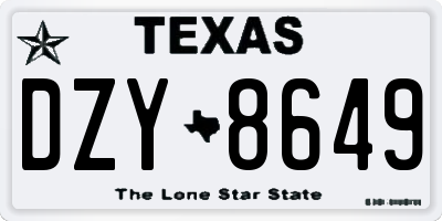 TX license plate DZY8649