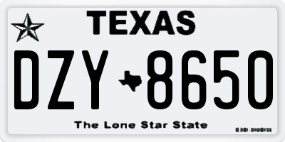 TX license plate DZY8650