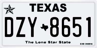 TX license plate DZY8651