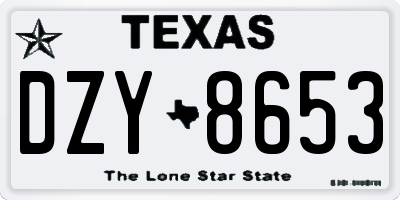 TX license plate DZY8653