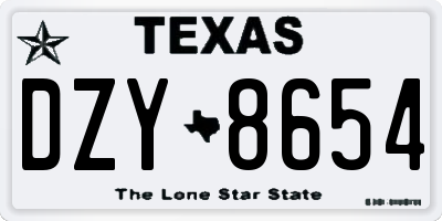 TX license plate DZY8654