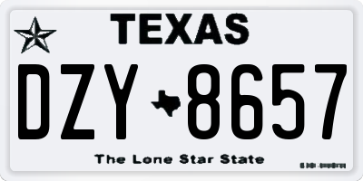 TX license plate DZY8657