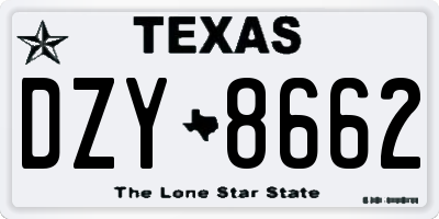 TX license plate DZY8662