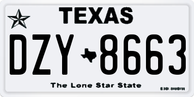 TX license plate DZY8663