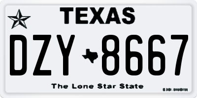 TX license plate DZY8667