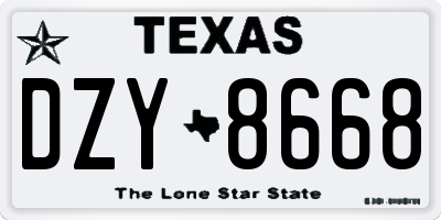 TX license plate DZY8668