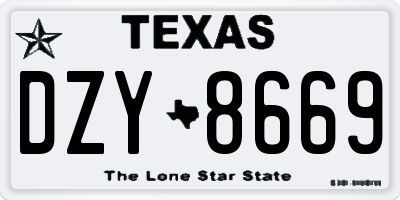 TX license plate DZY8669