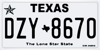 TX license plate DZY8670