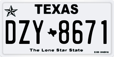 TX license plate DZY8671