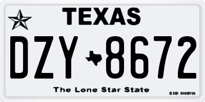 TX license plate DZY8672