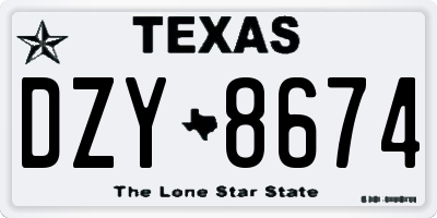 TX license plate DZY8674