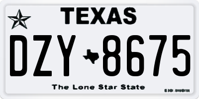 TX license plate DZY8675