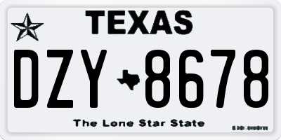 TX license plate DZY8678