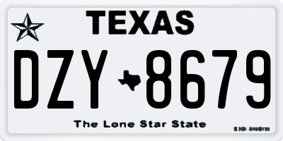 TX license plate DZY8679