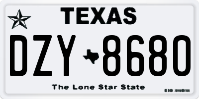 TX license plate DZY8680